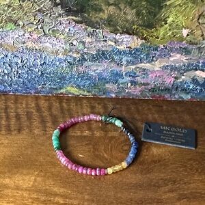 14K Gold multi color Sapphire Beaded Bracelet